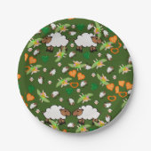 Assiettes En Carton Plaques de papier, Moutons Fée Orange Coeurs verts (Devant)