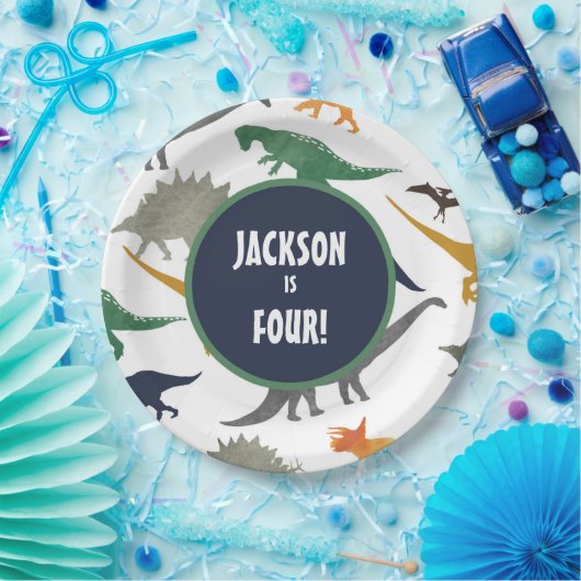 Assiettes En Carton Plaques de papier multidinosaure (Fête)