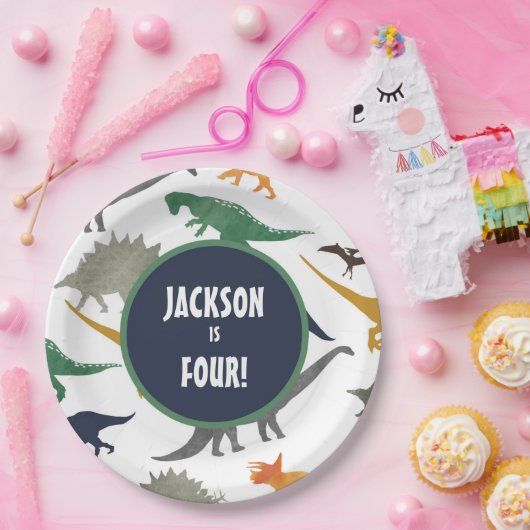 Assiettes En Carton Plaques de papier multidinosaure (Fête)