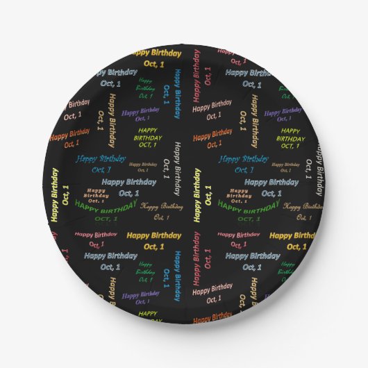 Assiettes En Carton Plaques de papier octobre, 1er anniversaire (Devant)