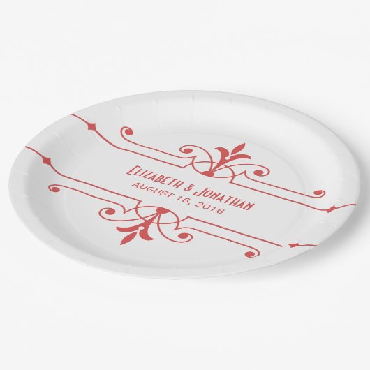 Assiettes En Carton Plaques de papier ornemental fantaisie Red v2 (Angle)