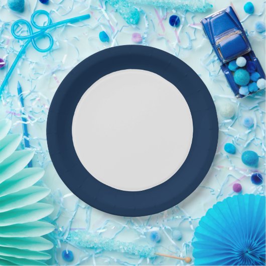 Assiettes En Carton Plaques de papier Oxford Blue Rim - personnalisabl (Fête)