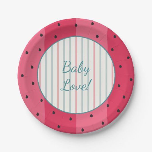 Assiettes En Carton Plaques de papier "Parapluie de pastèque" (Devant)