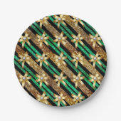 Assiettes En Carton Plaques de papier Parties scintillant Gold Green & (Devant)