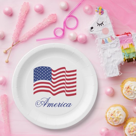 Assiettes En Carton Plaques de papier patriotique du drapeau américain (Fête)