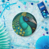 Assiettes En Carton Plaques de papier Peacock turquoises (Fête)