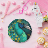 Assiettes En Carton Plaques de papier Peacock turquoises (Fête)