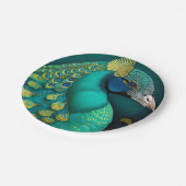 Assiettes En Carton Plaques de papier Peacock turquoises (Angle)