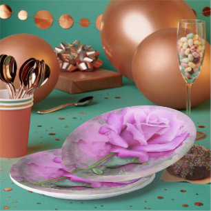 Assiettes En Carton Plaques de papier peint Rose photo Floral