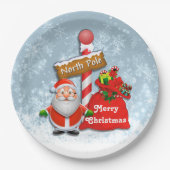 Assiettes En Carton Plaques de papier Père Noël du Pôle Nord (Devant)