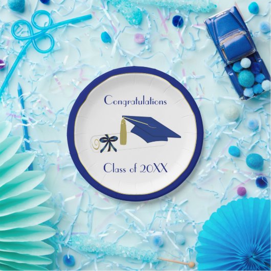 Assiettes En Carton Plaques de papier personnalisées Bleu et Blanc (Fête)