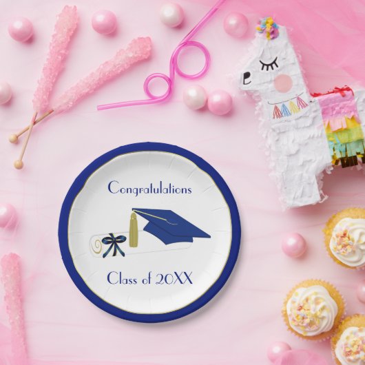 Assiettes En Carton Plaques de papier personnalisées Bleu et Blanc (Fête)