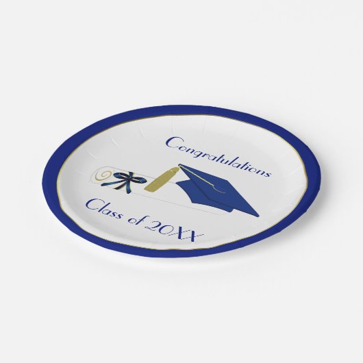 Assiettes En Carton Plaques de papier personnalisées Bleu et Blanc (Angle)