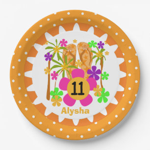 Assiettes En Carton Plaques de papier personnalisées Luau 11e annivers