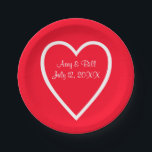 Assiettes En Carton Plaques de papier personnalisées Mariage blanc rou<br><div class="desc">Vous aimerez notre Coeur Rouge et Blanc ! Parfait pour votre Mariage,  Fiançailles ou Fête des mariées !</div>