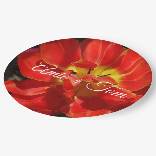 Assiettes En Carton Plaques de papier personnalisées Mariage de Tulipe (Angle)