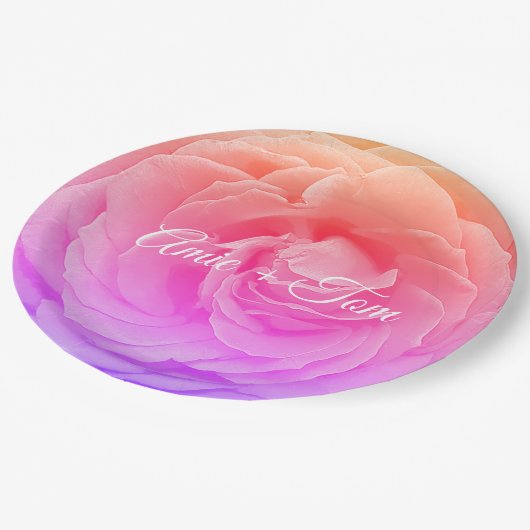 Assiettes En Carton Plaques de papier personnalisées Mariages en fleur (Angle)