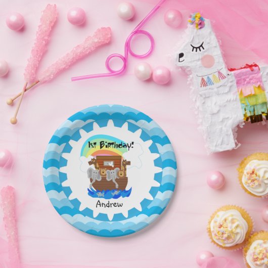 Assiettes En Carton Plaques de papier personnalisées Noah's Ark 1er An (Fête)
