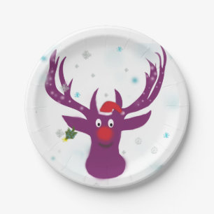 Assiettes En Carton Plaques de papier personnalisées père Noël Reindee
