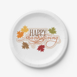 Assiettes En Carton Plaques de papier personnalisées Thanksgiving/Feui