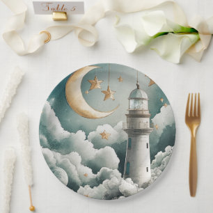 Assiettes En Carton Plaques de papier phare Lune et Stars