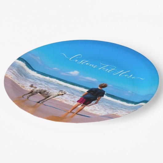 Assiettes En Carton Plaques de papier photo pour chien avec texte pers (Angle)