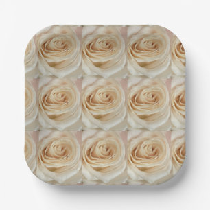 Assiettes En Carton Plaques de papier photo rose blanche