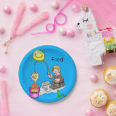 Assiettes En Carton Plaques de papier, Poisson pêcheur bleu soleil (Fête)