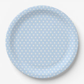 Assiettes En Carton Plaques de papier Polka bleu blanc (Devant)