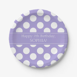 Assiettes En Carton Plaques de papier Polka violet et blanc