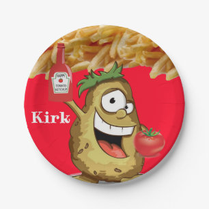 Assiettes En Carton Plaques de papier, pomme de terre, frites de Franc