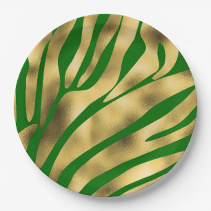 Assiettes En Carton Plaques de papier poster de animal vert et or