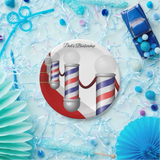 Assiettes En Carton Plaques de papier Poteau en barbier (Fête)