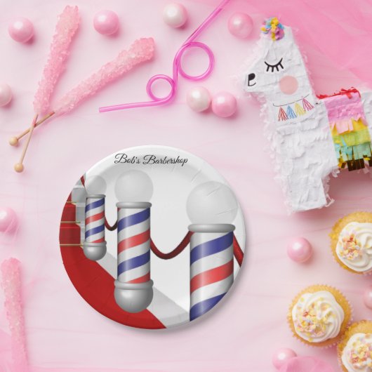 Assiettes En Carton Plaques de papier Poteau en barbier (Fête)