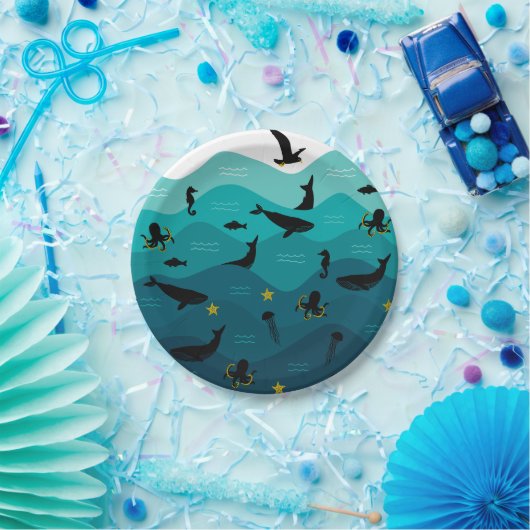 Assiettes En Carton Plaques de papier pour animaux marins (Fête)