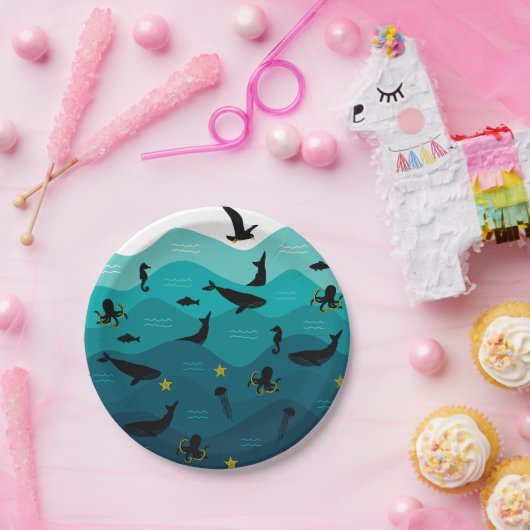 Assiettes En Carton Plaques de papier pour animaux marins (Fête)