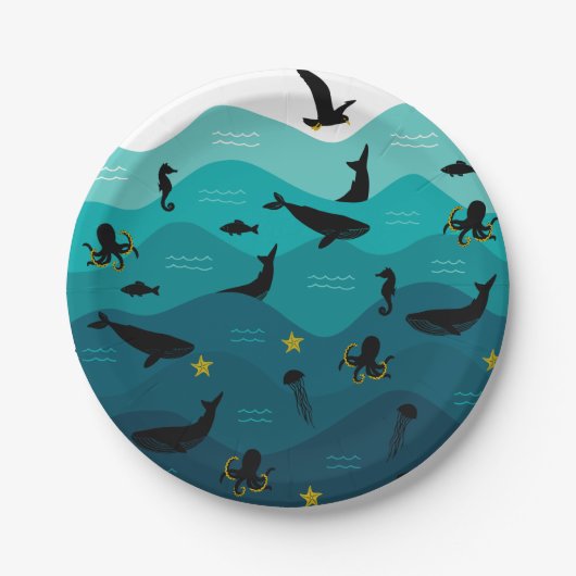 Assiettes En Carton Plaques de papier pour animaux marins (Devant)
