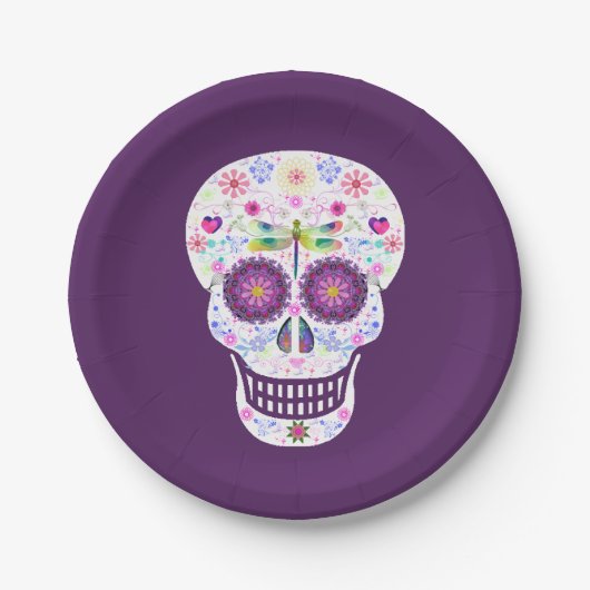 Assiettes En Carton Plaques de papier pour dragonfly SUgar Skull (Devant)