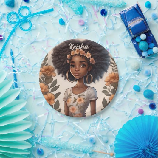 Assiettes En Carton Plaques de papier pour filles afro-américaines per (Fête)