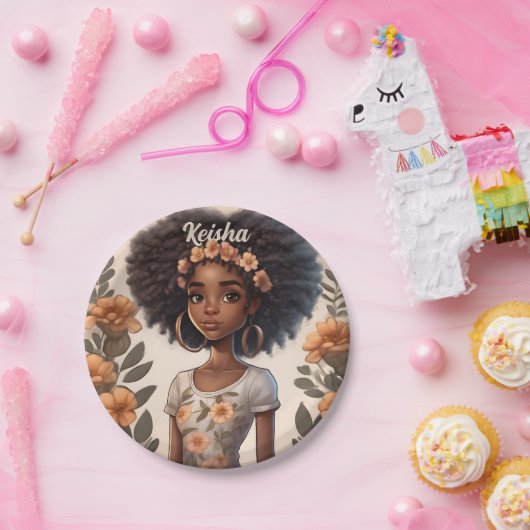 Assiettes En Carton Plaques de papier pour filles afro-américaines per (Fête)