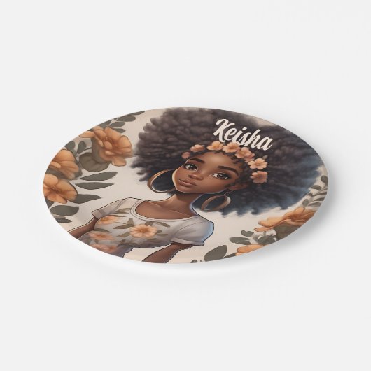 Assiettes En Carton Plaques de papier pour filles afro-américaines per (Angle)
