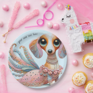 Assiettes En Carton Plaques de papier pour la partie Dachshund féminin