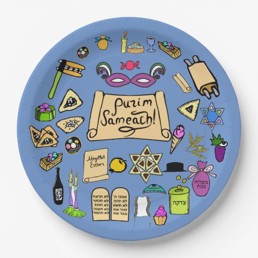Assiettes En Carton Plaques de papier Purim Gatherings - personnalisab (Devant)