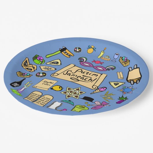 Assiettes En Carton Plaques de papier Purim Gatherings - personnalisab (Angle)