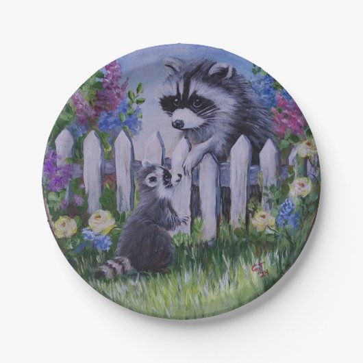 Assiettes En Carton Plaques de papier Raccoon et bébé (Devant)