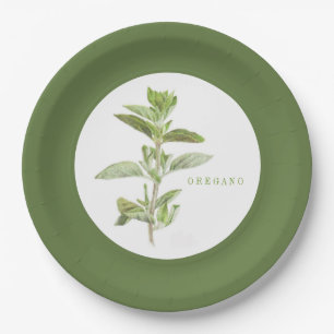 Assiettes En Carton Plaques de papier rond 9 po OREGANO FRAÎCHES - Ver