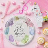 Assiettes En Carton Plaques de papier rond à Baby shower papillon Boho (Fête)