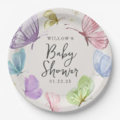 Assiettes En Carton Plaques de papier rond à Baby shower papillon Boho (Devant)