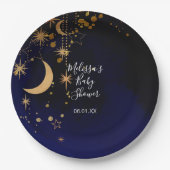 Assiettes En Carton Plaques de papier rond à thème Moon et étoiles (Devant)