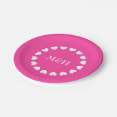 Assiettes En Carton Plaques de papier rose avec monogramme mariage (Angle)